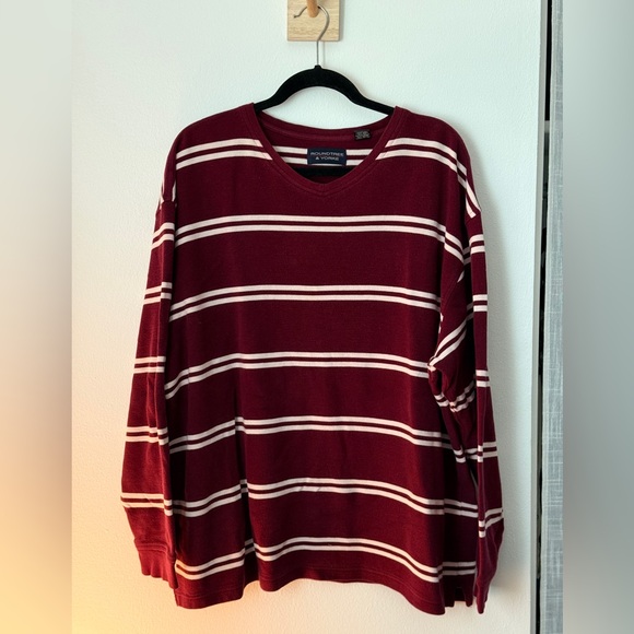 Roundtree & Yorke Burgundy Sweater with Cream Stripes - Picture 1 of 3